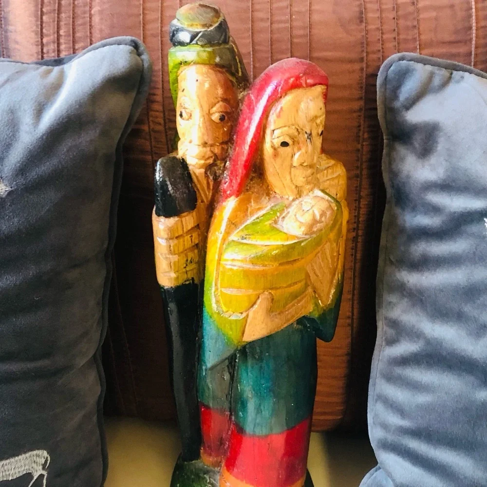 15.5” Hand-carved Wood Jesus Mary & Joseph Sculpture Mayan Holy Family Nativity - Picture 4 of 8